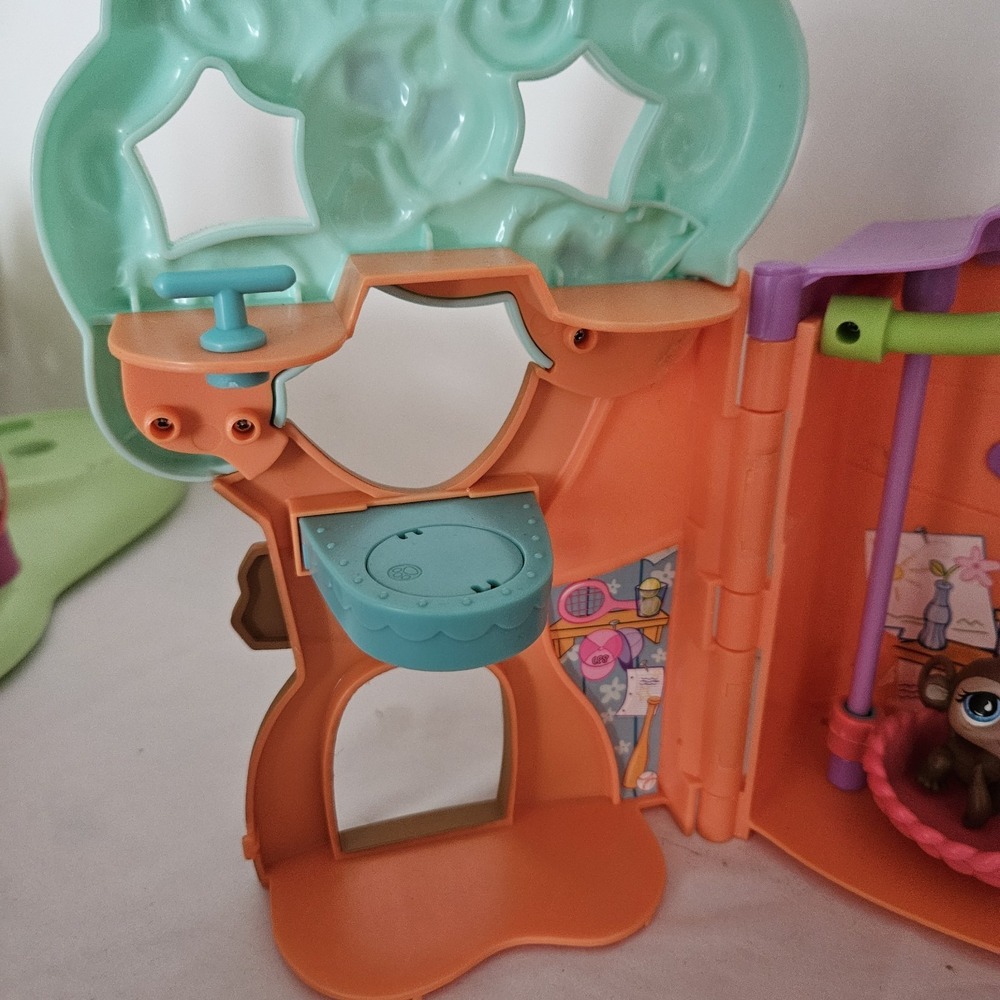 Hasbro LPS Littlest Pet Shop Orange Club Tree House Play Set *Read 2007 2 Pets - Picture 4 of 10